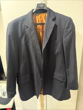 Men's Navy Sport Coat with Orange Lining